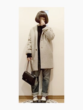 「JOURNAL STANDARD relume（ジャーナルスタンダード　レリューム）のアイテム（ノーカラージャケット）」を使った、こはる。さん（レディース・164cm）の冬コーディネート