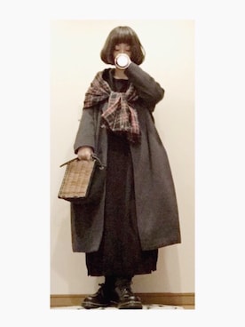 「タータンチェック」｜こはる。さん（レディース・164cm）の冬コーディネート
