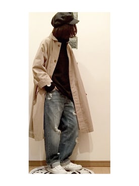 「JOURNAL STANDARD LUXE（ジャーナルスタンダード　ラックス）のアイテム（ステンカラーコート）」を使った、こはる。さん（レディース・164cm）の春コーディネート