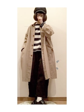 「JOURNAL STANDARD LUXE（ジャーナルスタンダード　ラックス）のアイテム（ステンカラーコート）」を使った、こはる。さん（レディース・164cm）の春コーディネート