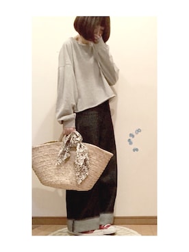 「niko and...（ニコアンド）のメンテンBIGBIG Ｔシャツ【niko and ...】（Tシャツ/カットソー）」を使った、こはる。さん（レディース・164cm）の春コーディネート