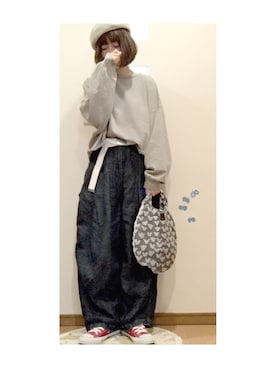 「niko and...（ニコアンド）のメンテンBIGBIG Ｔシャツ【niko and ...】（Tシャツ/カットソー）」を使った、こはる。さん（レディース・164cm）の春コーディネート