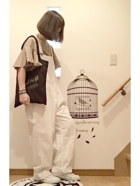「MHL.」｜「アイテム（オールインワン・サロペット）」を使った、こはる。さん（レディース・164cm）の夏コーディネート