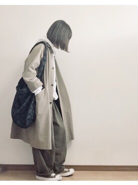 「JOURNAL STANDARD LUXE（ジャーナルスタンダード　ラックス）のアイテム（ステンカラーコート）」を使った、こはる。さん（レディース・163cm）の秋コーディネート
