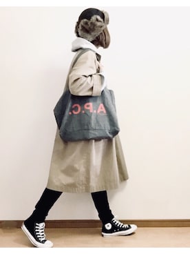 「JOURNAL STANDARD LUXE（ジャーナルスタンダード　ラックス）のアイテム（ステンカラーコート）」を使った、こはる。さん（レディース・163cm）の冬コーディネート