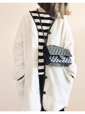 「chanel」｜「アイテム（その他アウター）」を使った、こはる。さん（レディース・163cm）の冬コーディネート