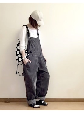 「ARIZONA」｜「アイテム（サロペット/オーバーオール）」を使った、こはる。さん（レディース・163cm）の春コーディネート