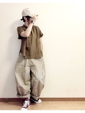 「notch.（ノッチ）のアイテム（帽子）」を使った、こはる。さん（レディース・163cm）の秋コーディネート