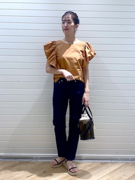 「Andemiu（アンデミュウ）のクリアトートバッグ940559（ショルダーバッグ）」を使った、rittaman1105さん（レディース・158cm）の春コーディネート