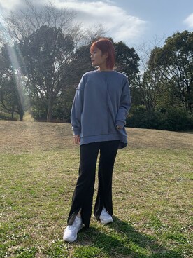 「FREE'S MART（フリーズマート）のアイテム（スウェット）」を使った、yuzukiさん（レディース・156cm）の春コーディネート