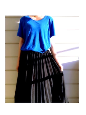 「青と黒」｜◯さん（レディース・159cm）の夏コーディネート