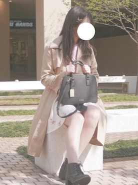 「サッシュベルト」｜「アイテム（トレンチコート）」を使った、ゆいさん（レディース・161cm）の春コーディネート