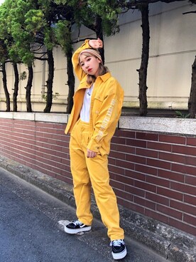 イ　ヒョンジン is wearing X-girl "OVAL LOGO CORDUROY L/S SHIRT"