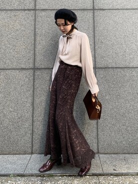 「春めきシューズ」｜「アイテム（ハンチング/ベレー帽）」を使った、まりえってぃ【個性派マニッシュ】さん（レディース・156cm）の春コーディネート