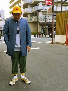 「ドラフトリーバイス」｜「アイテム（パーカー）」を使った、O.P.Eさん（メンズ・172cm）の冬コーディネート