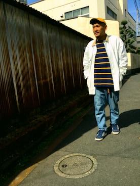 「ドラフトリーバイス」｜「アイテム（カバーオール）」を使った、O.P.Eさん（メンズ・172cm）の冬コーディネート
