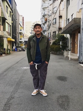 「masterkey（マスターキー）のアイテム（ライダースジャケット）」を使った、O.P.Eさん（メンズ・172cm）の冬コーディネート