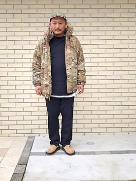 「masterkey（マスターキー）のアイテム（帽子）」を使った、O.P.Eさん（メンズ・172cm）の秋コーディネート