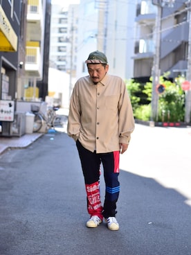 「masterkey（マスターキー）のアイテム（帽子）」を使った、O.P.Eさん（メンズ・172cm）の夏コーディネート