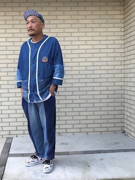 「masterkey（マスターキー）のアイテム（帽子）」を使った、O.P.Eさん（メンズ・172cm）の秋コーディネート