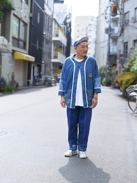 「masterkey（マスターキー）のアイテム（帽子）」を使った、O.P.Eさん（メンズ・172cm）の夏コーディネート