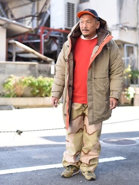 「やっぱりストリートが好き」｜「アイテム（ダウンジャケット/コート）」を使った、O.P.Eさん（メンズ・172cm）の秋コーディネート