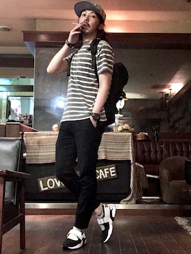 「SPINNS（スピンズ）のアイテム（バックパック/リュック）」を使った、MasaakiOoueさん（メンズ・169cm）の夏コーディネート