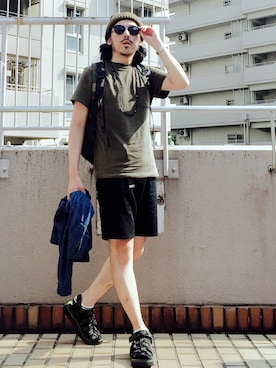 「SHIPS（シップス）のアイテム（帽子）」を使った、MasaakiOoueさん（メンズ・169cm）の夏コーディネート