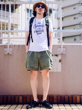 「URBAN RESEARCH（アーバンリサーチ）のアイテム（帽子）」を使った、MasaakiOoueさん（メンズ・169cm）の夏コーディネート