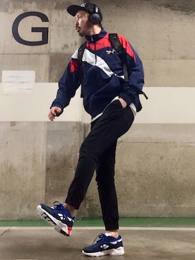 「Reebok（リーボック）のアイテム（ジャケット/アウター）」を使った、MasaakiOoueさん（メンズ・169cm）の春コーディネート