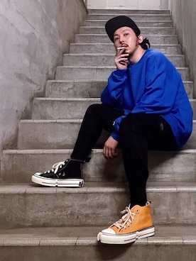 「Champion（チャンピオン）のアイテム（スウェット）」を使った、MasaakiOoueさん（メンズ・169cm）の秋コーディネート