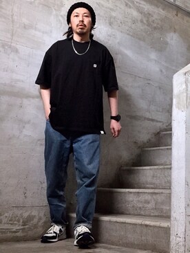 MasaakiOoueさんの「CONVERSE/コンバース ビッグシルエット USAコットン ロゴ ワンポイント刺繍 ポケット Tシャツ（CONVERSE｜コンバース）」を使ったコーディネート