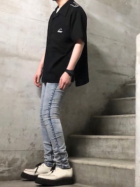 「GEORGE COX（ジョージコックス）のアイテム」を使った、MasaakiOoueさん（メンズ・169cm）の夏コーディネート