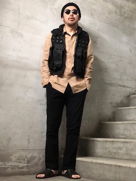 「EDWIN（エドウィン）のアイテム（チノパンツ）」を使った、MasaakiOoueさん（メンズ・169cm）の秋コーディネート