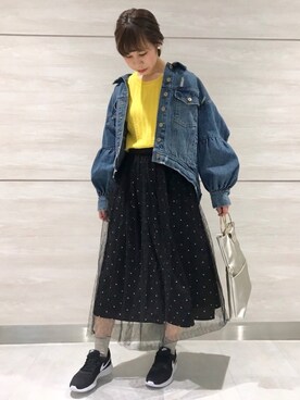 「袖ボリューム」｜「アイテム（ブルゾン）」を使った、Meguさん（レディース・161cm）の春コーディネート