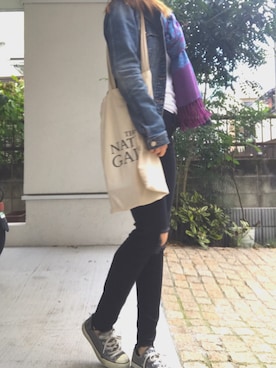 「OMIYAGE（オミヤゲ）のアイテム」を使った、たみおとたまにこどもさん（レディース・153cm）の秋コーディネート