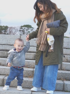 「induna（インデュナ）のアイテム」を使った、たみおとたまにこどもさん（レディース・153cm）の冬コーディネート