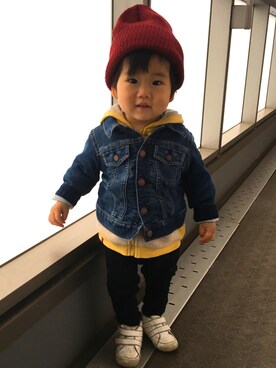 「1歳3ヶ月」｜「アイテム（デニムジャケット）」を使った、晴さん（キッズ・80cm）の春コーディネート
