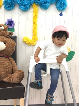 「1歳6ヶ月」｜「アイテム（キャップ）」を使った、晴さん（キッズ・80cm）の夏コーディネート