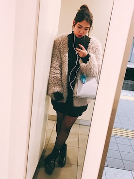 「SLY（スライ）のVOLUME TUCK SLEEVE OP（ワンピース）」を使った、aykさん（レディース・159cm）の冬コーディネート