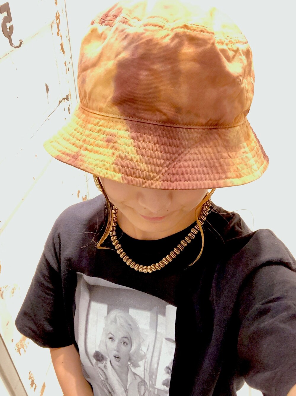 「プチプラ、ラフ、ラクチンコーデ、いいね、save、フォローお願いします🤑、Tシャツ、カジュアルコーデ、バケットハット」｜「JOURNAL STANDARD relumeの【AGREEMENT×JOURNAL STANDARD relume】 ガーメントダイ ハット（ハット、ブラウン系）」を使った、kurimasa29さん（レディース・162cm）の夏コーディネートの1枚目の写真