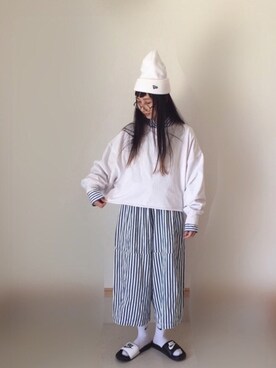 「niko and...（ニコアンド）のメンテンBIGBIG Ｔシャツ【niko and ...】（Tシャツ/カットソー）」を使った、Rabbitsekine🐰さん（レディース・162cm）の春コーディネート