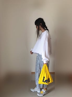 「niko and...（ニコアンド）のメンテンBIGBIG Ｔシャツ【niko and ...】（Tシャツ/カットソー）」を使った、Rabbitsekine🐰さん（レディース・162cm）の春コーディネート