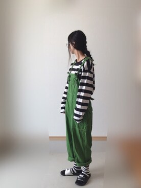 「Ne-net（ネネット）のアイテム（オールインワン・サロペット）」を使った、Rabbitsekine🐰さん（レディース・162cm）の秋コーディネート