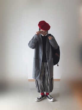 「patagonia」｜「アイテム（ハンチング/ベレー帽）」を使った、Rabbitsekine🐰さん（レディース・162cm）の冬コーディネート