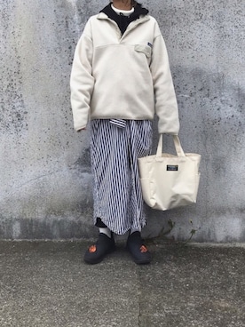 「patagonia」｜「アイテム（シャツワンピース）」を使った、Rabbitsekine🐰さん（レディース・162cm）の冬コーディネート