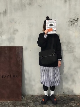 「BEAMS BOY（ビームスボーイ）のBEAMS BOY / ストライプ B.D. シャツワンピース（シャツワンピース）」を使った、Rabbitsekine🐰さん（レディース・162cm）の秋コーディネート
