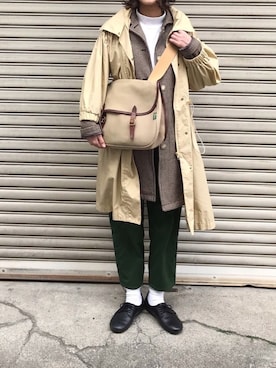「レースアップシューズ」｜「アイテム（モッズコート）」を使った、Rabbitsekine🐰さん（レディース・162cm）の春コーディネート