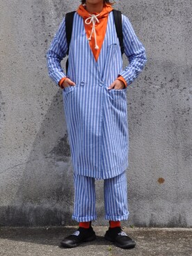「カラーソックス」｜「アイテム（ノーカラージャケット）」を使った、Rabbitsekine🐰さん（レディース・162cm）の春コーディネート