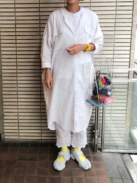 「レースパンツ」｜「アイテム（財布/小物）」を使った、Rabbitsekine🐰さん（レディース・163cm）の夏コーディネート